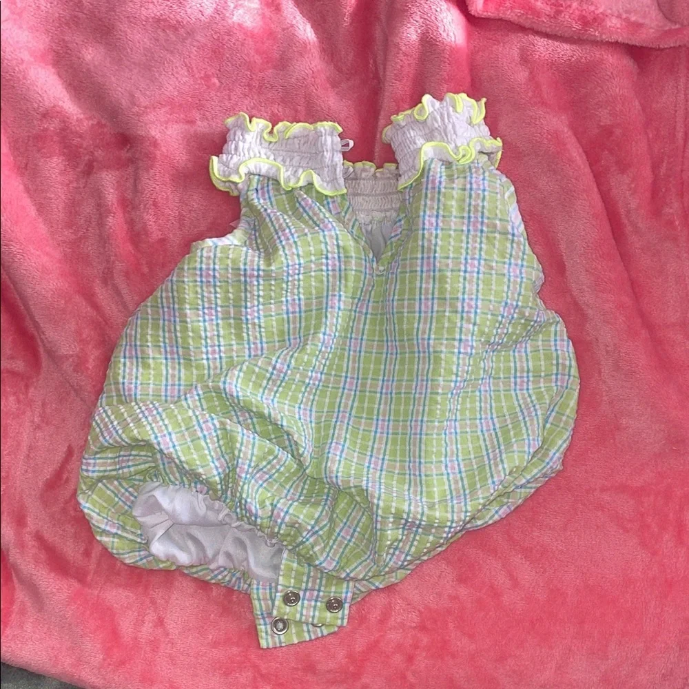 Plaid Ruffled Kids Romper